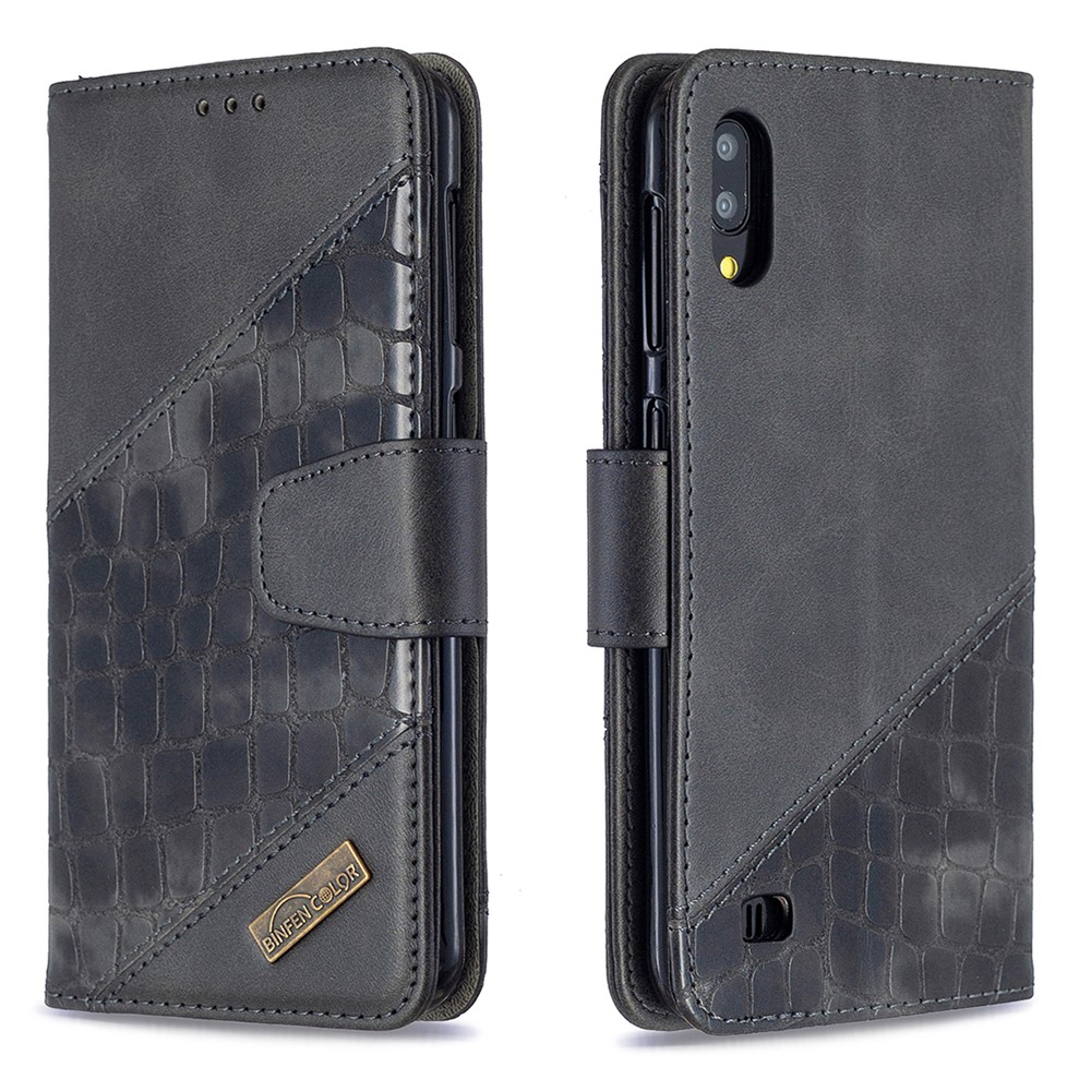 Assorted Color Crocodile Skin Leather Wallet Case for Samsung Galaxy A10 / M10 - Black-6