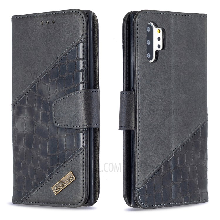 Assorted Color Crocodile Skin Leather Wallet Case for Samsung Galaxy Note 10 Plus / Note 10 Plus 5G - Black-6