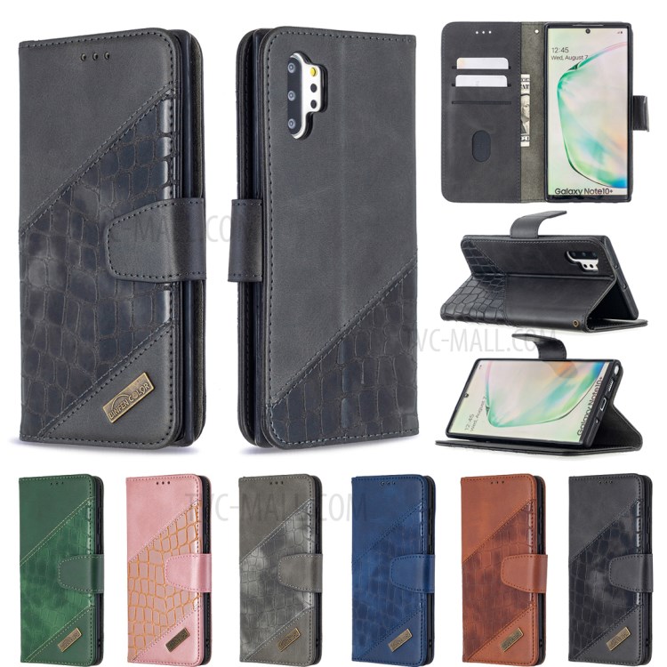 Assorted Color Crocodile Skin Leather Wallet Case for Samsung Galaxy Note 10 Plus / Note 10 Plus 5G - Black-9