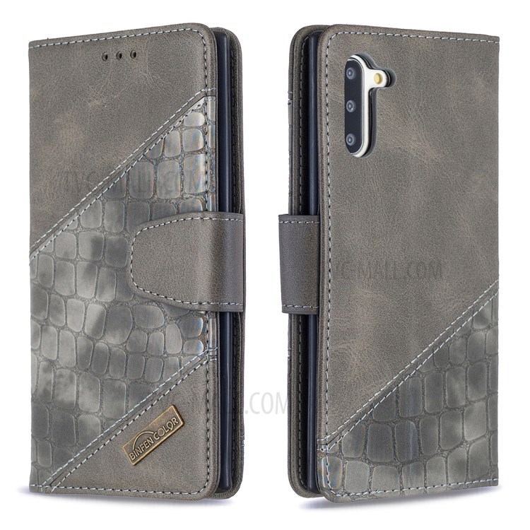 Crocodile Skin Assorted Color Leather Wallet Case for Samsung Galaxy Note 10 5G / Note 10 - Grey-6