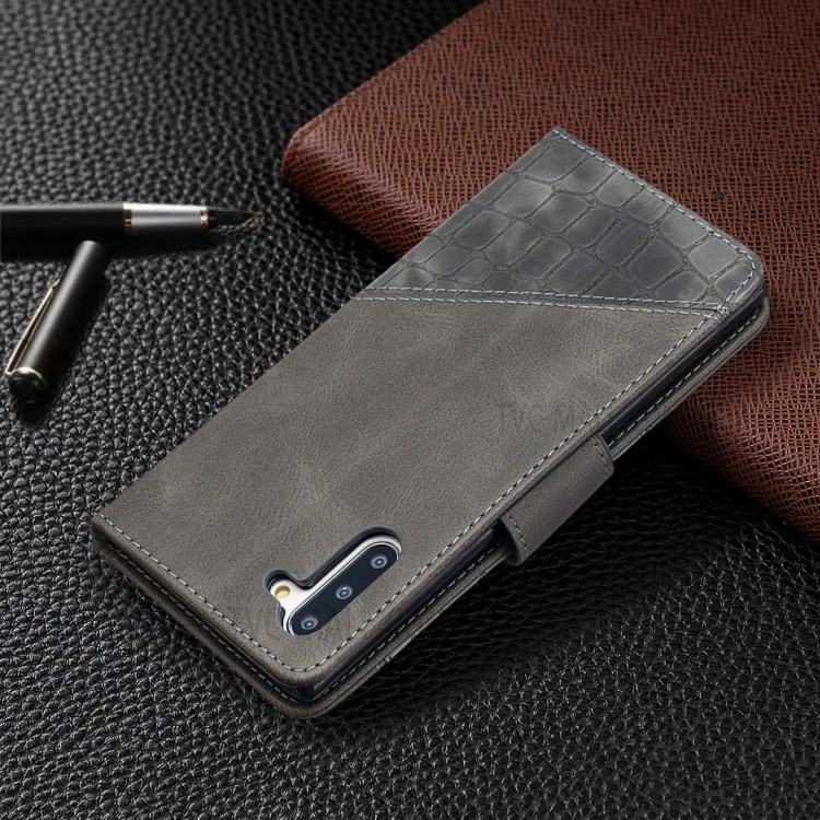 Crocodile Skin Assorted Color Leather Wallet Case for Samsung Galaxy Note 10 5G / Note 10 - Grey-8