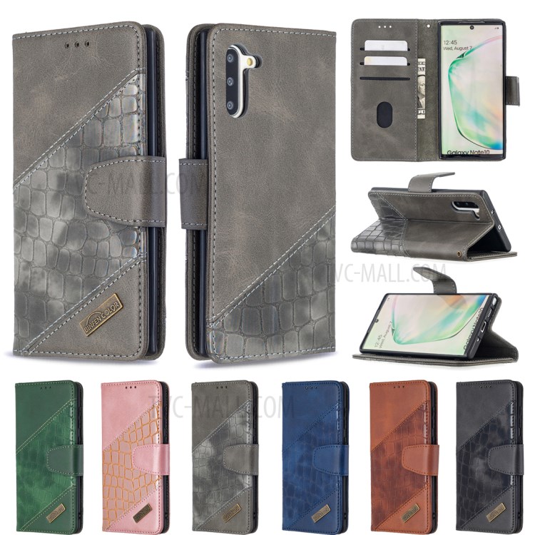 Crocodile Skin Assorted Color Leather Wallet Case for Samsung Galaxy Note 10 5G / Note 10 - Grey-9