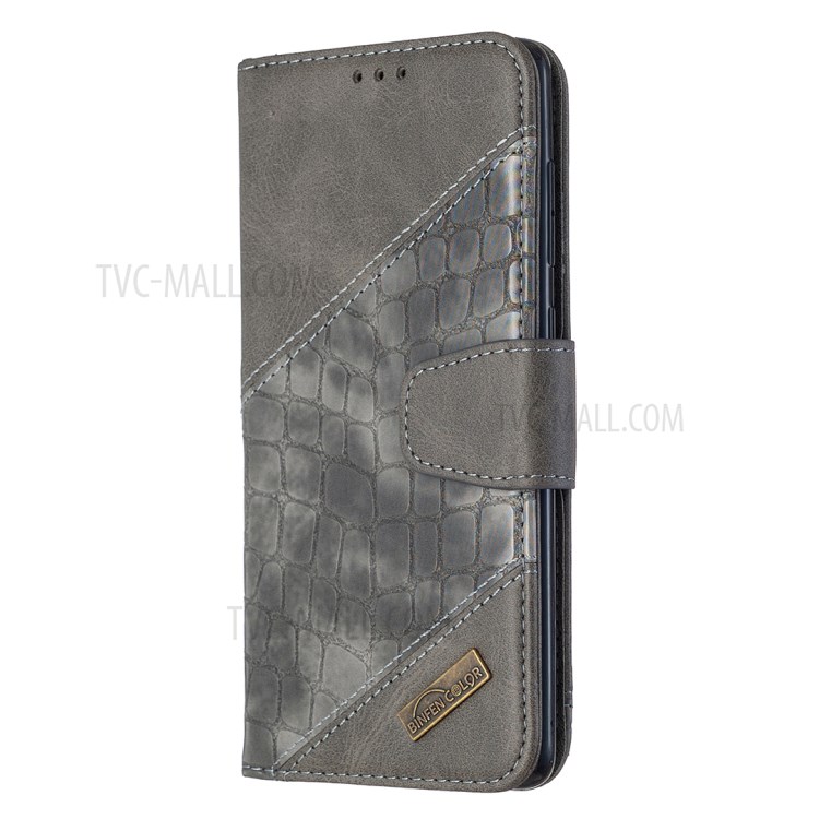 Assorted Color Crocodile Skin Leather Wallet Case for Samsung Galaxy A71 SM-A715 - Grey-4