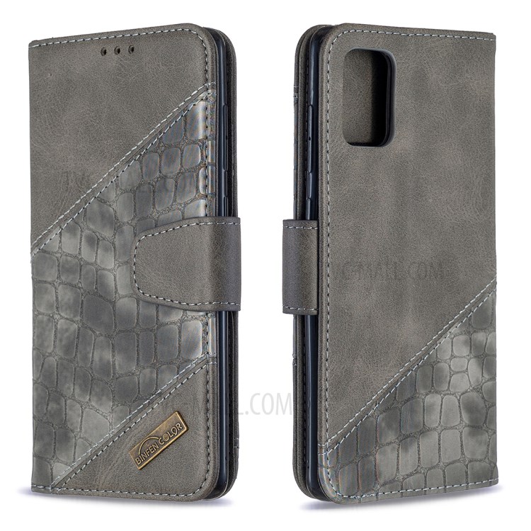 Assorted Color Crocodile Skin Leather Wallet Case for Samsung Galaxy A71 SM-A715 - Grey-6