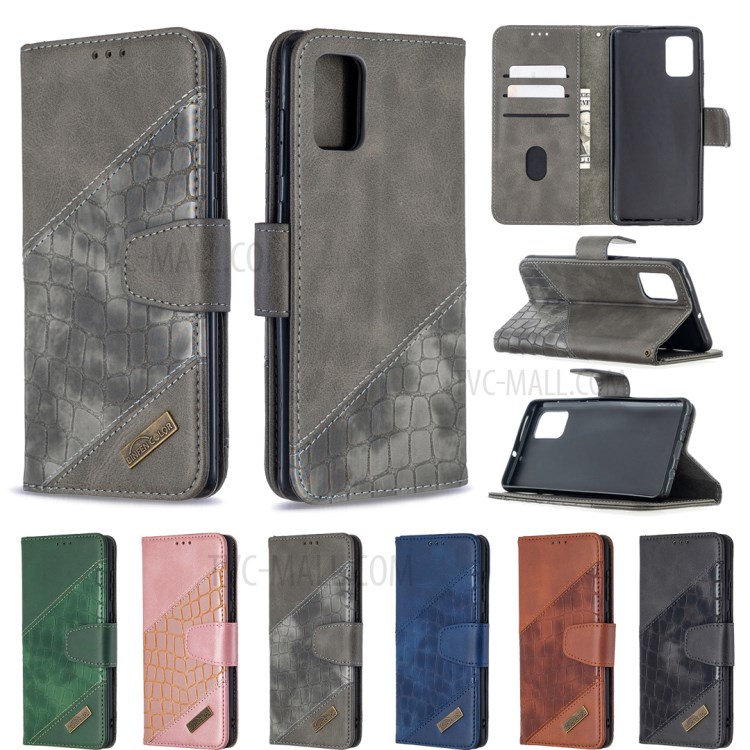 Assorted Color Crocodile Skin Leather Wallet Case for Samsung Galaxy A71 SM-A715 - Grey-9