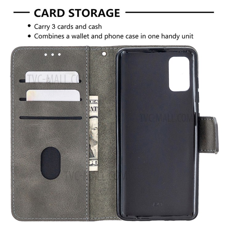 Crocodile Skin Assorted Color Style Leather Wallet Case for Samsung Galaxy A41 (Global Version) - Grey-3