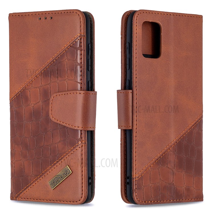 Crocodile Skin Assorted Color Style Leather Wallet Case for Samsung Galaxy A31 - Brown-6