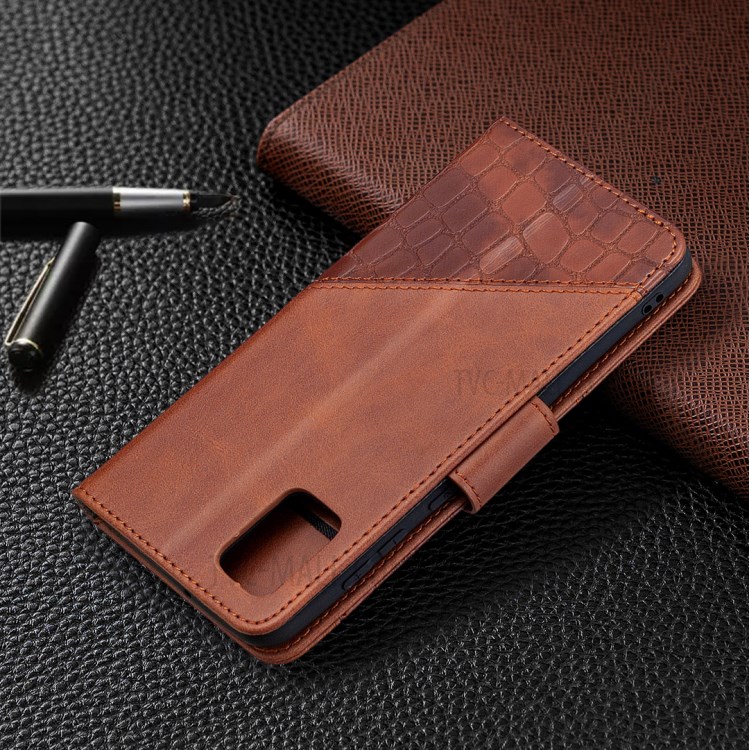 Crocodile Skin Assorted Color Style Leather Wallet Case for Samsung Galaxy A31 - Brown-8