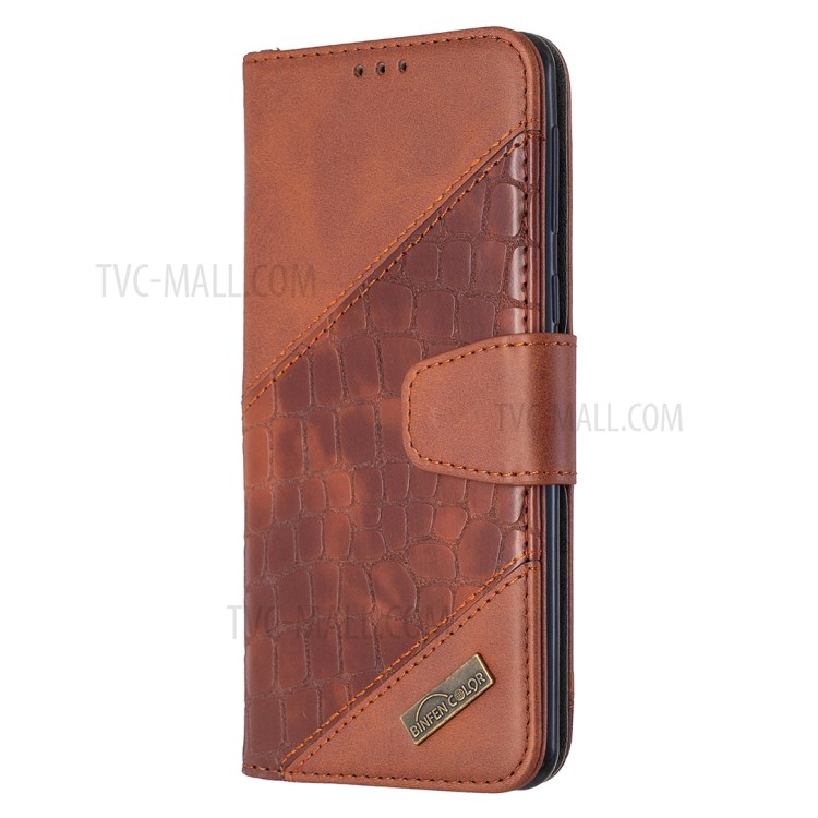 Crocodile Skin Assorted Color Style Leather Wallet Case for Samsung Galaxy A21 - Brown-4