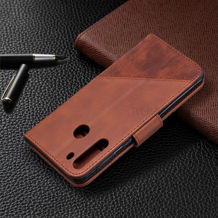 Crocodile Skin Assorted Color Style Leather Wallet Case for Samsung Galaxy A21 - Brown-8