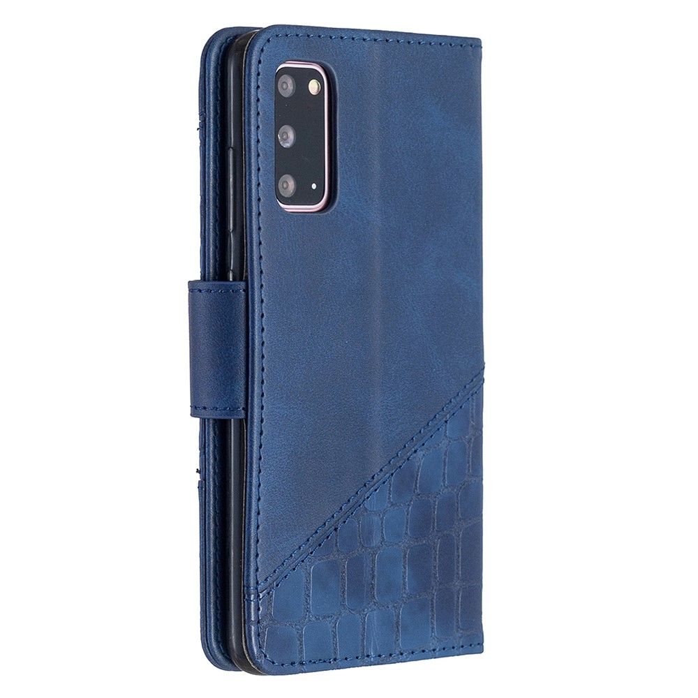 Crocodile Skin Sortierter Farbstil Leder Brieftasche Für Samsung Galaxy S20 4G/S20 5G - Blau-5