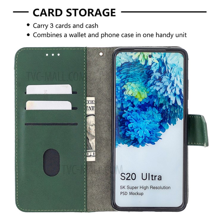 Crocodile Skin Assorted Color Style Leather Wallet Case for Samsung Galaxy S20 Ultra - Green-3