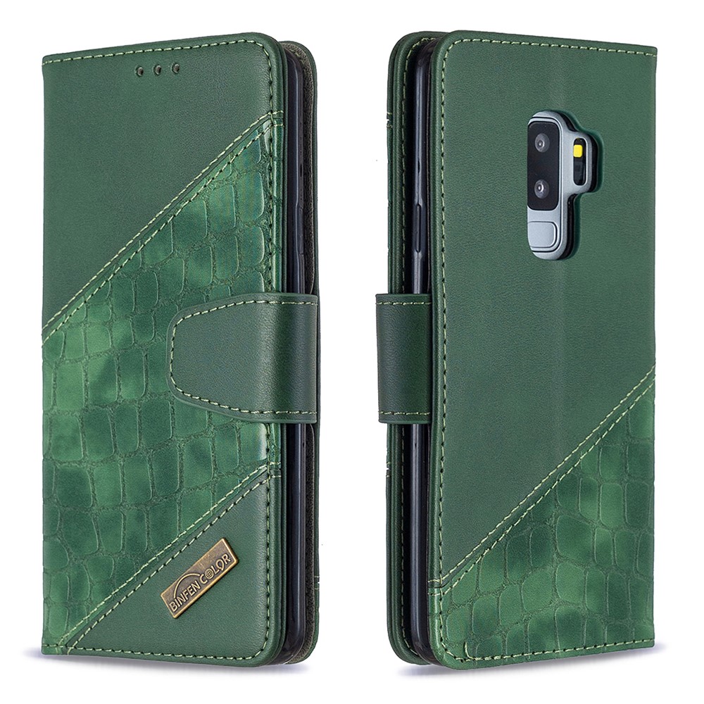 Crocodile Skin Assorted Color Style Leather Wallet Case for Samsung Galaxy S9+/S9 Plus - Green-6