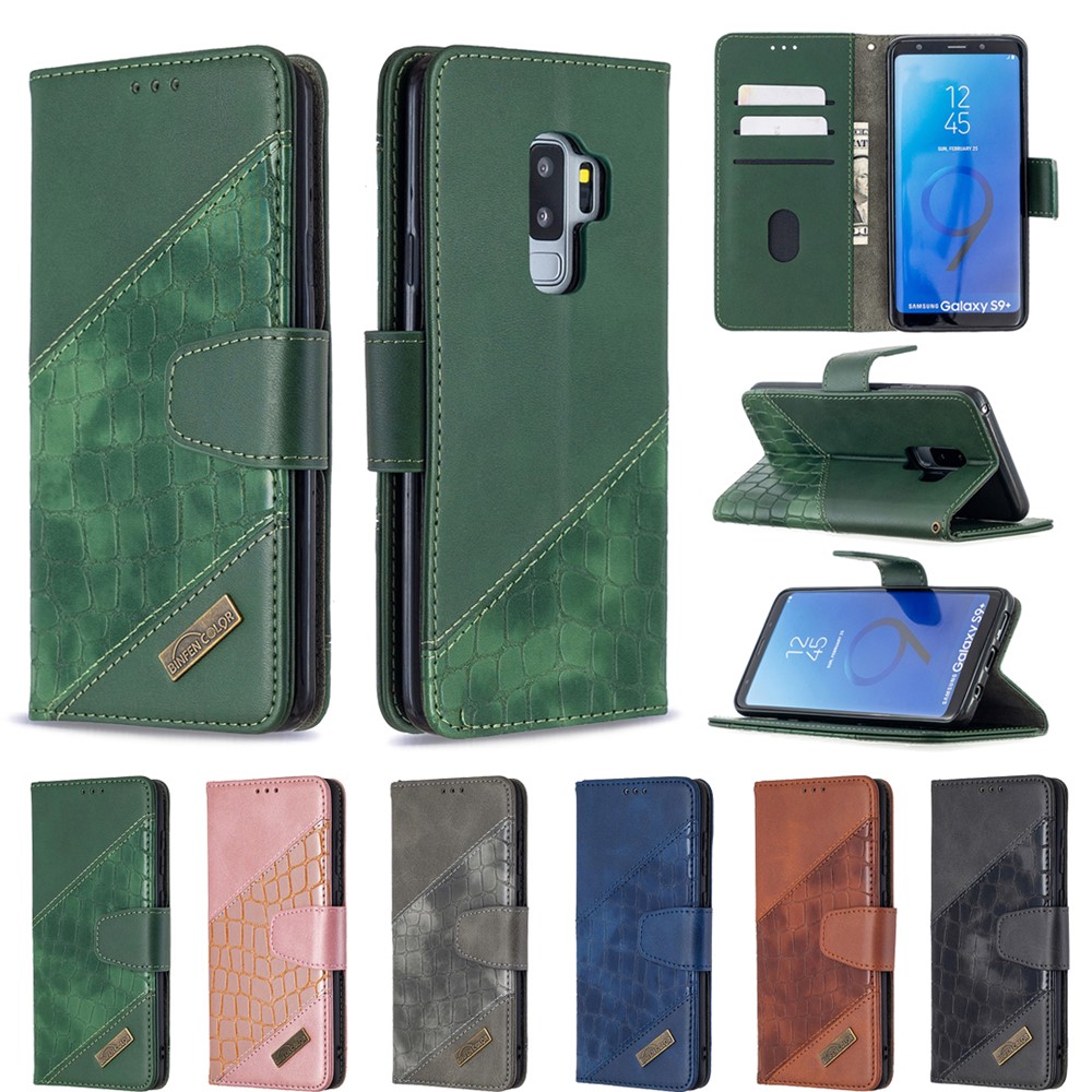 Crocodile Skin Assorted Color Style Leather Wallet Case for Samsung Galaxy S9+/S9 Plus - Green-9