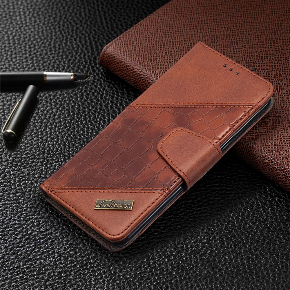 Crocodile Skin Assorted Color Style Leather Wallet Case for Samsung Galaxy S9 - Brown-7