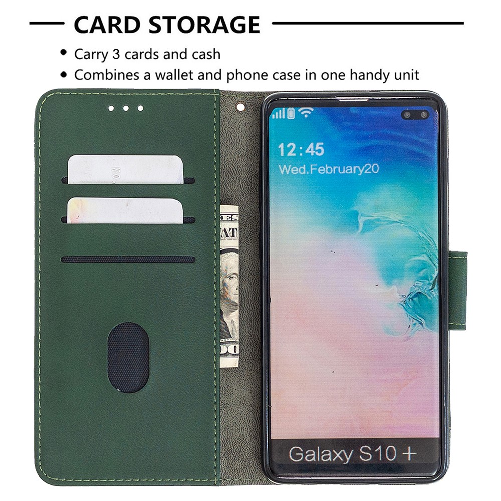 Crocodile Skin Assorted Color Style Leather Wallet Case for Samsung Galaxy S10 Plus - Green-3