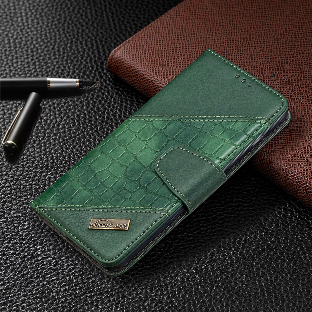 Crocodile Skin Sortierter Farbstil Leder Brieftasche Für Samsung Galaxy S10 Plus - Grün-7