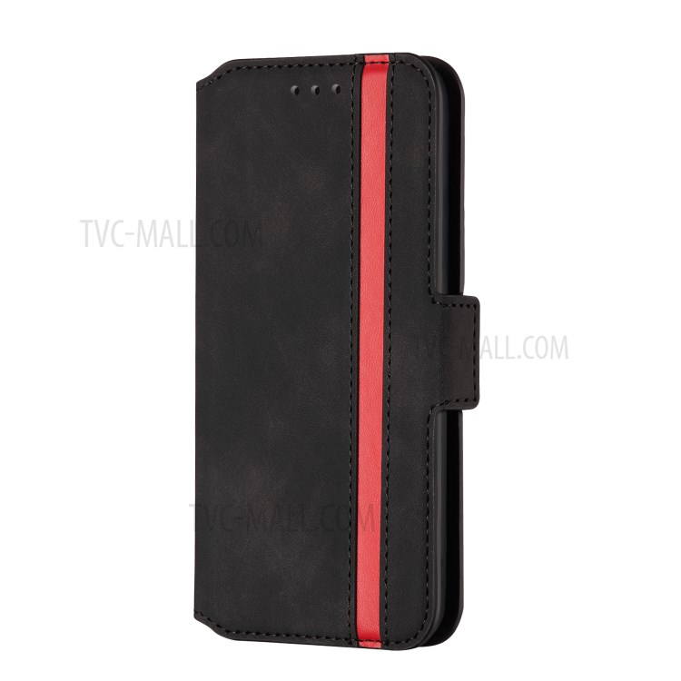 Splicing Matte Leather Case Retro Style Shell for Samsung Galaxy M31 - Black-2