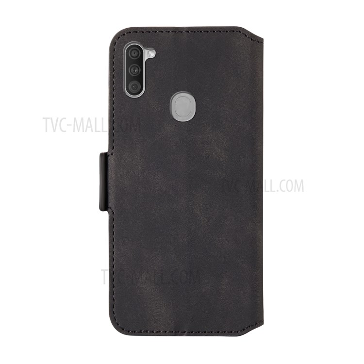 Splicing Matte Leather Case Retro Style Phone Cover for Samsung Galaxy A11 - Black-5