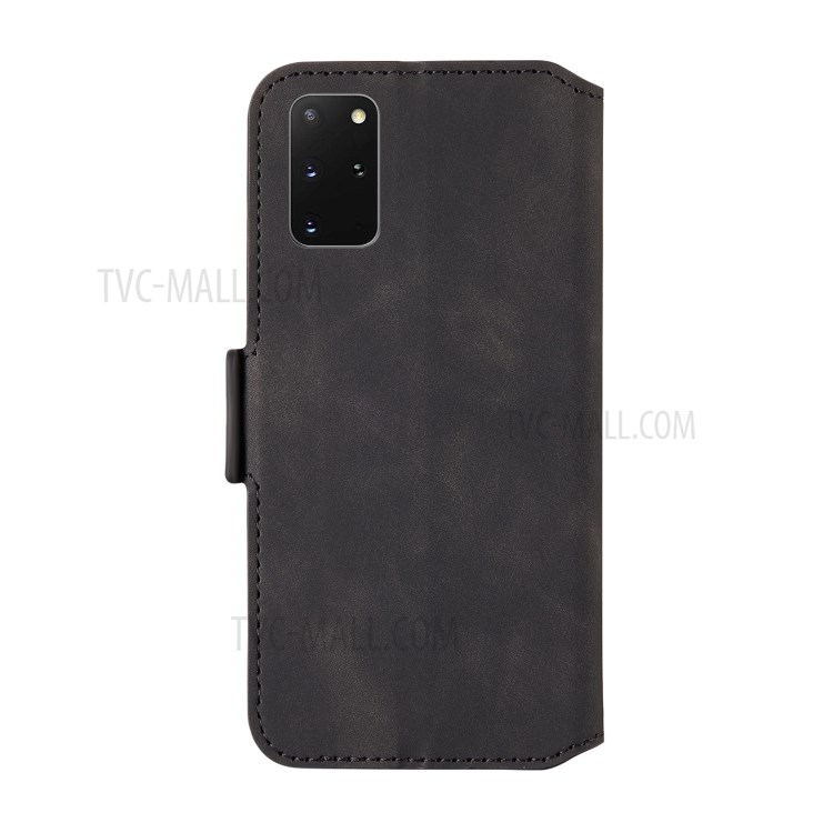 Splicing Matte Retro Style Leather Case with Card Slots for Samsung Galaxy S20 Plus - Black-5