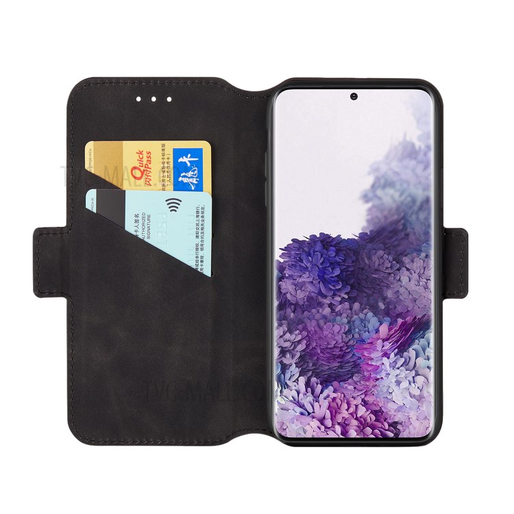 Splicing Matte Retro Style Leather Case with Card Slots for Samsung Galaxy S20 Plus - Black-6