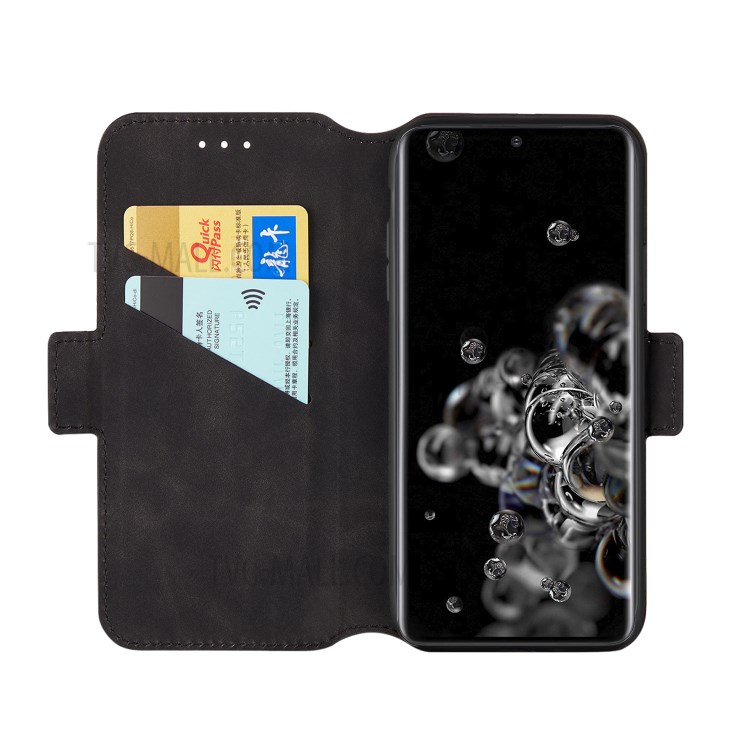 Splicing Matte Retro Style Shell Leather Case with Card Slots for Samsung Galaxy S20 Ultra - Black-6