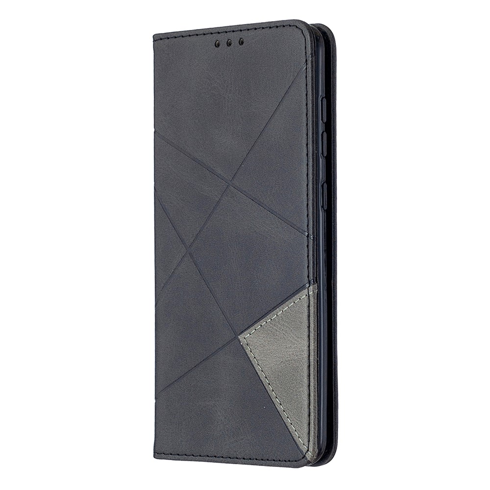 Geometric Pattern Stand Leather Card Holder Case for Samsung Galaxy A21s - Black-2