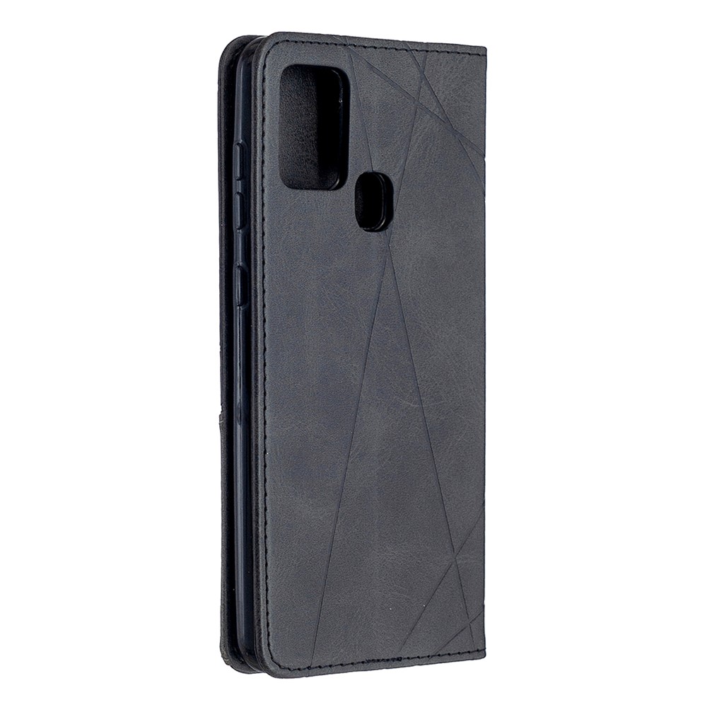 Geometric Pattern Stand Leather Card Holder Case for Samsung Galaxy A21s - Black-3