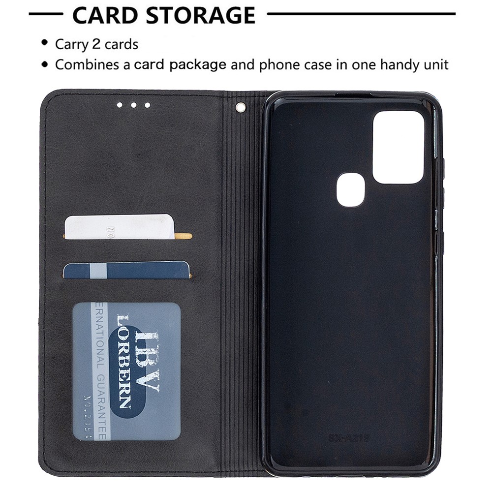 Geometric Pattern Stand Leather Card Holder Case for Samsung Galaxy A21s - Black-6