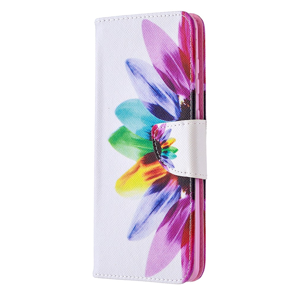 Pattern Printing Magnetic Leather Wallet Case for Samsung Galaxy A21s - Colorful Petals-2