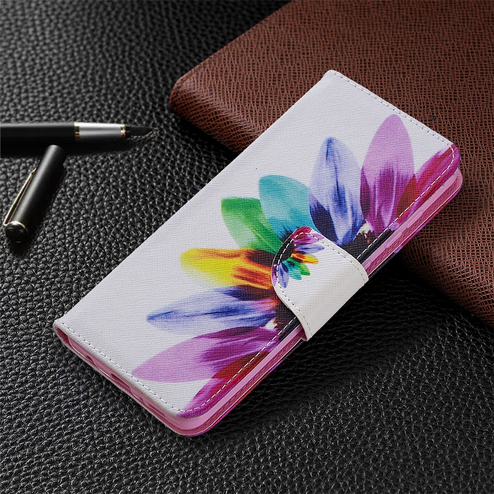 Pattern Printing Magnetic Leather Wallet Case for Samsung Galaxy A21s - Colorful Petals-7