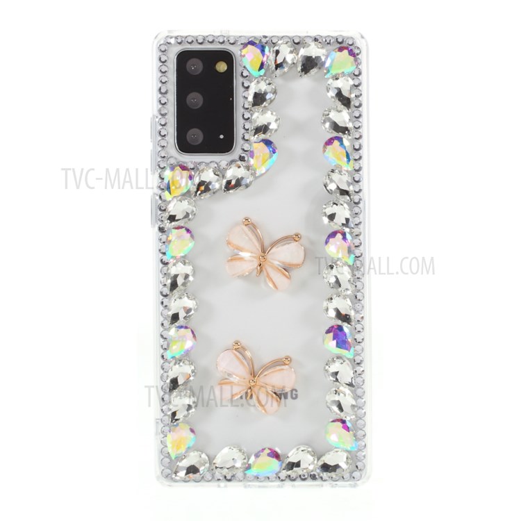 Two Butterflies Rhinestone Decoration TPU Case for Samsung Galaxy Note20/Note20 5G-1
