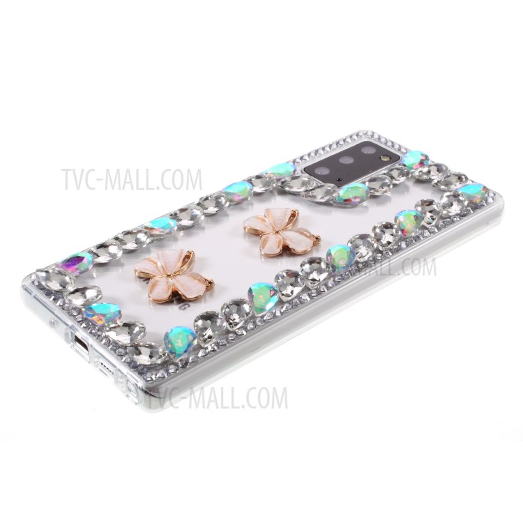 Two Butterflies Rhinestone Decoration TPU Case for Samsung Galaxy Note20/Note20 5G-4