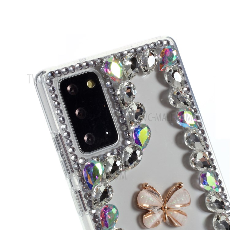 Two Butterflies Rhinestone Decoration TPU Cover for Samsung Galaxy Note20 Ultra/Note20 Ultra 5G - Pink-7