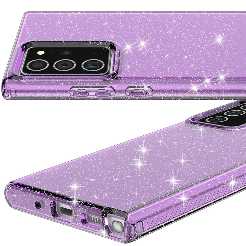 Glittery Powder Transparent Solid Color TPU Shell for Samsung Galaxy Note20 Ultra/Note20 Ultra 5G - Purple-2