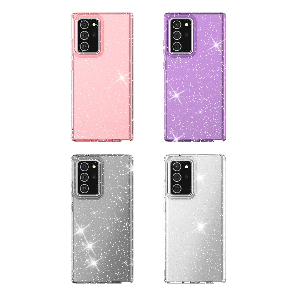 Glittery Powder Transparent Solid Color TPU Shell for Samsung Galaxy Note20 Ultra/Note20 Ultra 5G - Purple-7