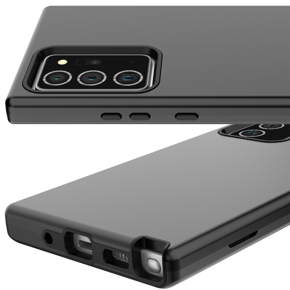 Rubberized Thicken TPU + PC Hybrid Case for Samsung Galaxy Note20 Ultra/Note20 Ultra 5G - All Black-2