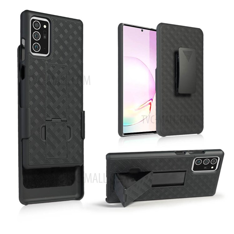 Woven Skin Swivel Belt Clip Holster PC + TPU Case for Samsung Galaxy Note 20/Note 20 5G-1