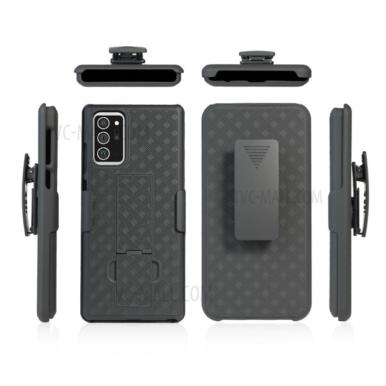 Woven Skin Swivel Belt Clip Holster PC + TPU Case for Samsung Galaxy Note 20/Note 20 5G-3