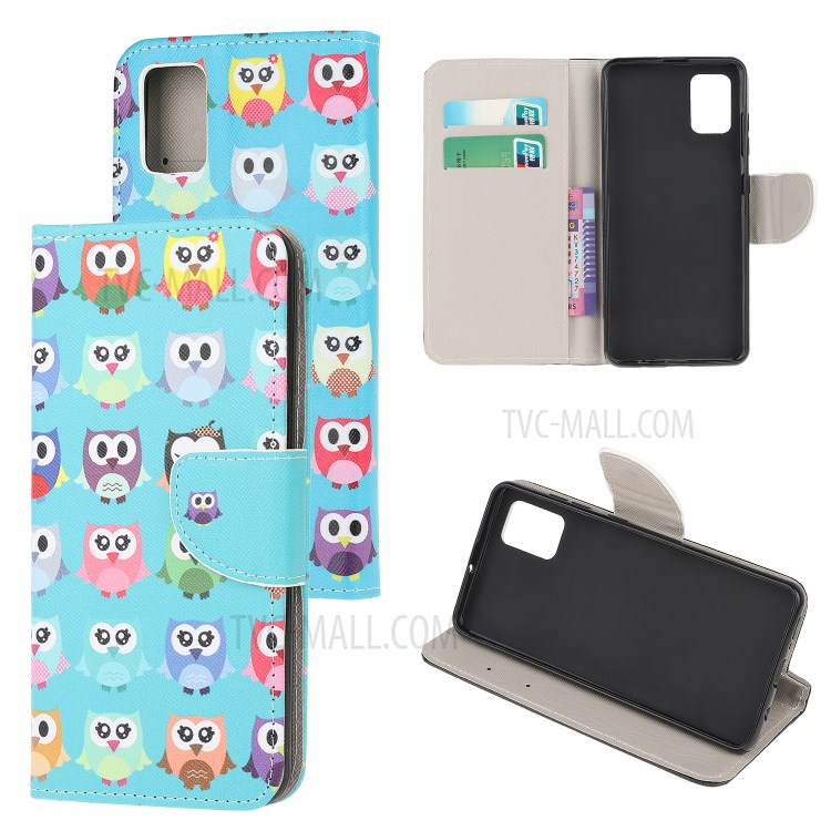 Pattern Printing Cross Texture Leather Wallet Case for Samsung Galaxy M31s - Multiple Owls-1