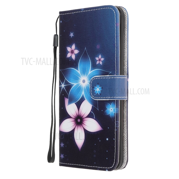 Cross Texture Pattern Printing Stand Shell Wallet Leather Cover for Samsung Galaxy M31s - Flower-2