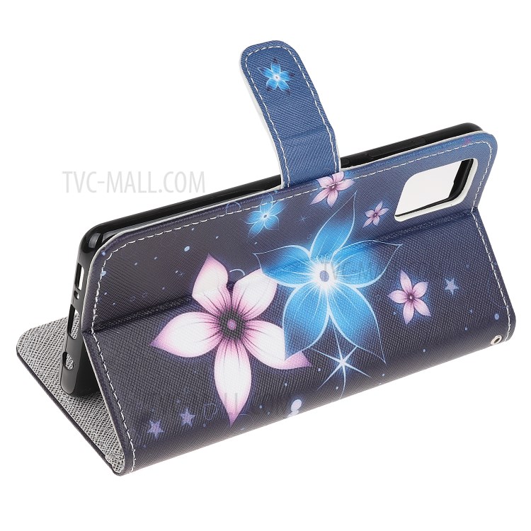 Cross Texture Pattern Printing Stand Shell Wallet Leather Cover for Samsung Galaxy M31s - Flower-4