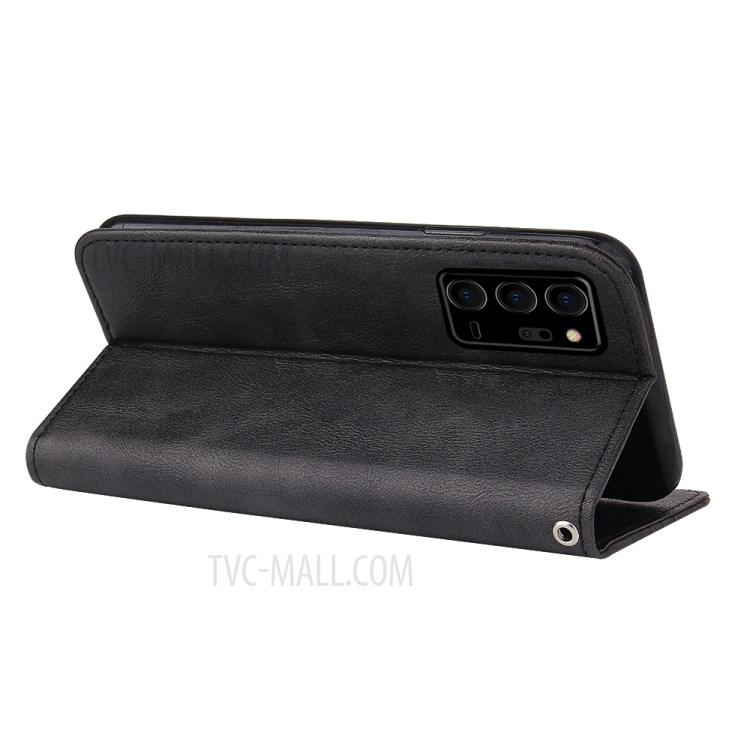 Auto-absorbed Splicing Leather Shell for Samsung Galaxy Note 20/Note 20 5G - Black-6