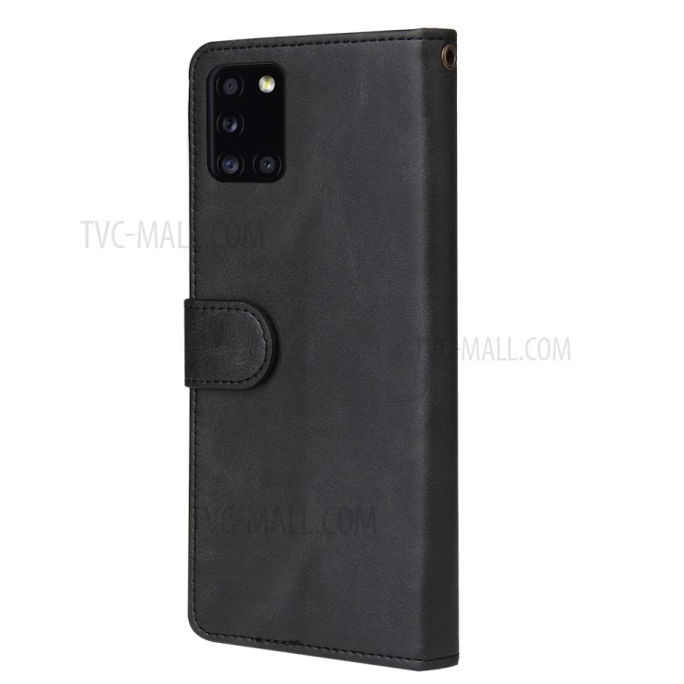 Leather Wallet Zipper Pocket 9 Card SlotsCase Cover for Samsung Galaxy A31 - Black-2