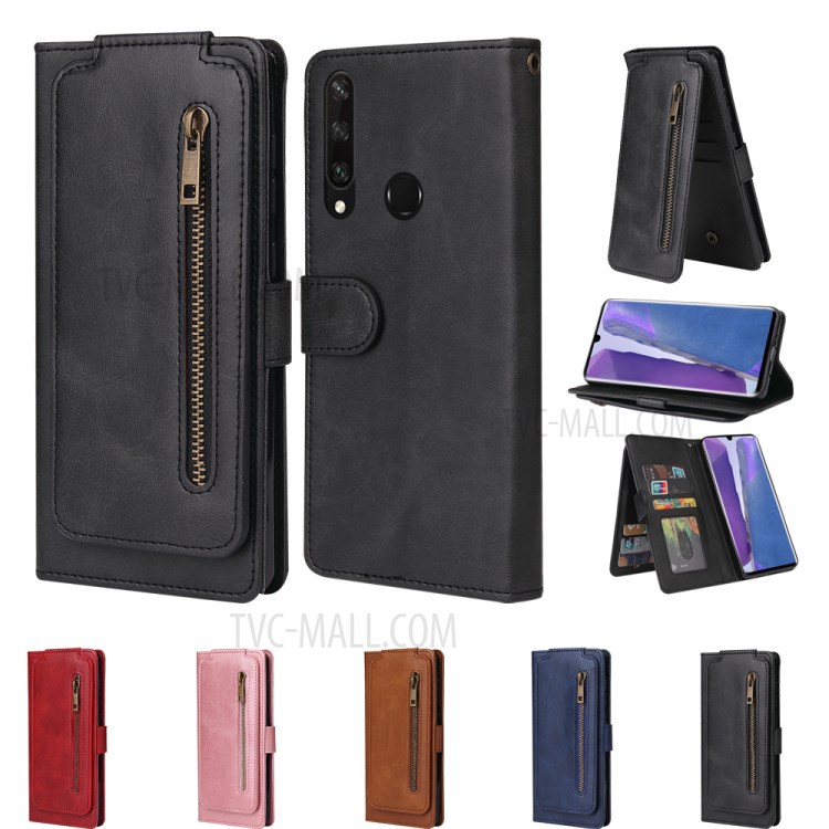 Zipper Pocket 9 Card Slots Leather Cover for	Samsung Galaxy Note 20/Note 20 5G - Black-13