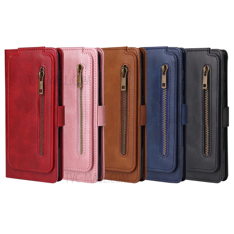 Zipper Pocket 9 Card Slots Leather Cover for	Samsung Galaxy Note 20/Note 20 5G - Black-14