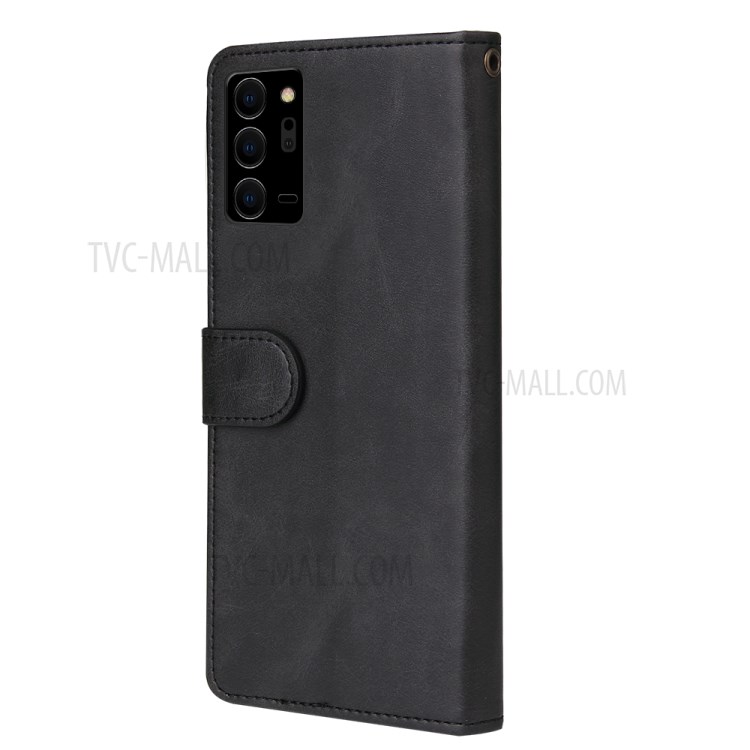 Zipper Pocket 9 Card Slots Leather Cover for	Samsung Galaxy Note 20/Note 20 5G - Black-2