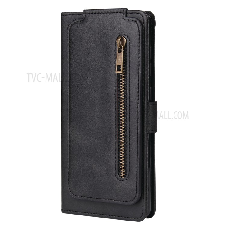 Zipper Pocket 9 Card Slots Leather Cover for	Samsung Galaxy Note 20/Note 20 5G - Black-3