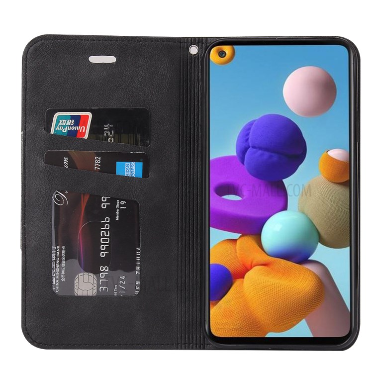 Auto-absorbed Splicing Design PU Leather + TPU Cover for Samsung Galaxy A21s - Black-10
