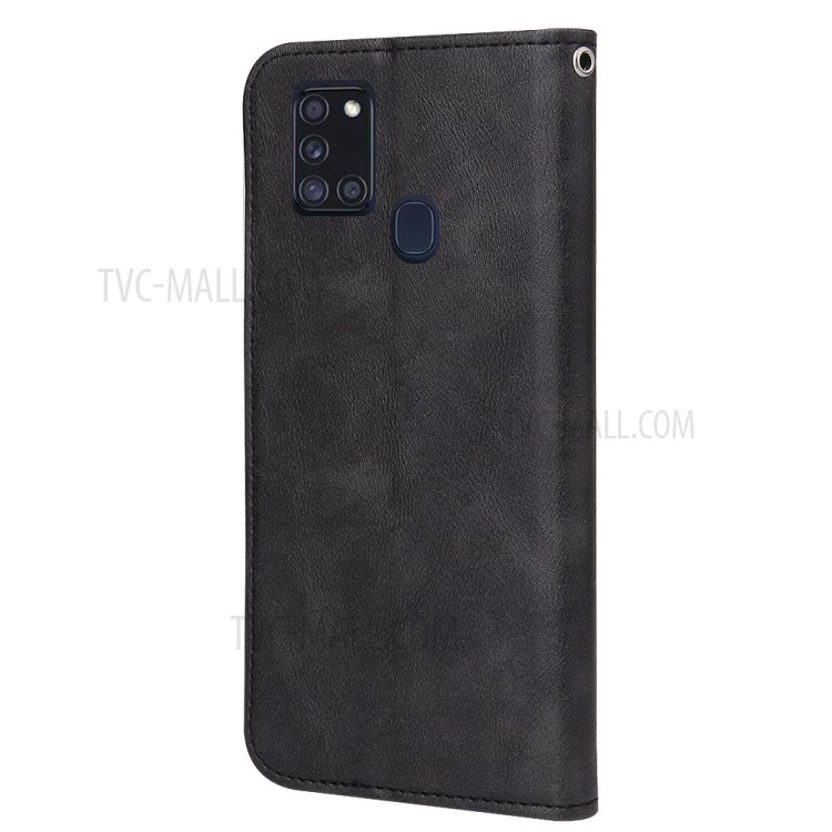 Auto-absorbed Splicing Design PU Leather + TPU Cover for Samsung Galaxy A21s - Black-3